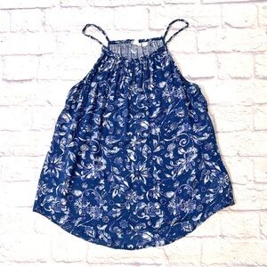 Gap Blue Floral Sleeveless Blouse Tank Blue and White Lightweight Size Small